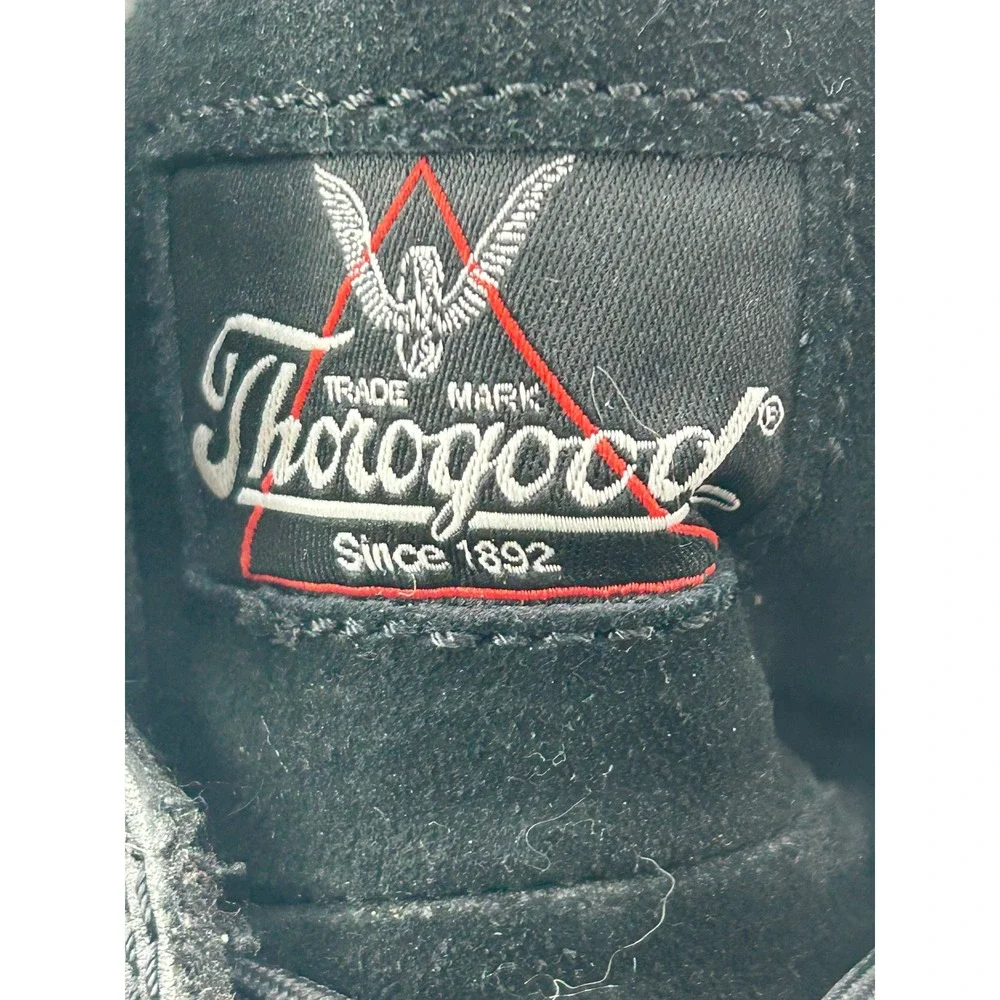 Thorogood Black Leather Lace Up Ankle Work Boots Mens 7.5‎ Wide Womens 9.5 Wide
